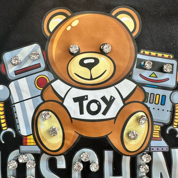 NWT Moshchino TEDDY BEAR & toys Black Tshirt Fits like. Medium - Picture 2 of 7